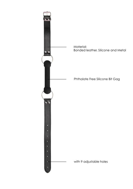 Ouch Black and White - Silicone Bit Gag - With Adjustable Bonded Leather Straps