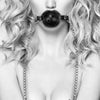 OUCH Black and White - Breathable Ball Gag With Nipple Clamps