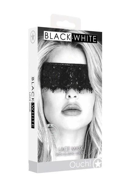 Ouch Black and White - Lace Mask - With Elastic Straps