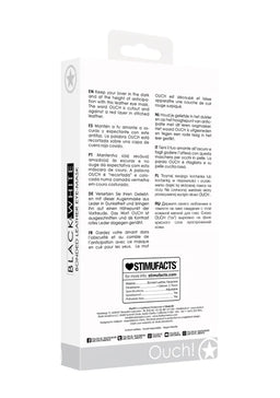 OUCH Black and White - Bonded Leather Eye-Mask "Ouch" - With Elastic Straps