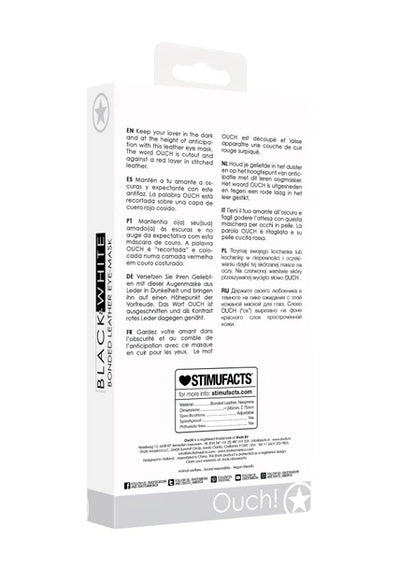 OUCH Black and White - Bonded Leather Eye-Mask "Ouch" - With Elastic Straps