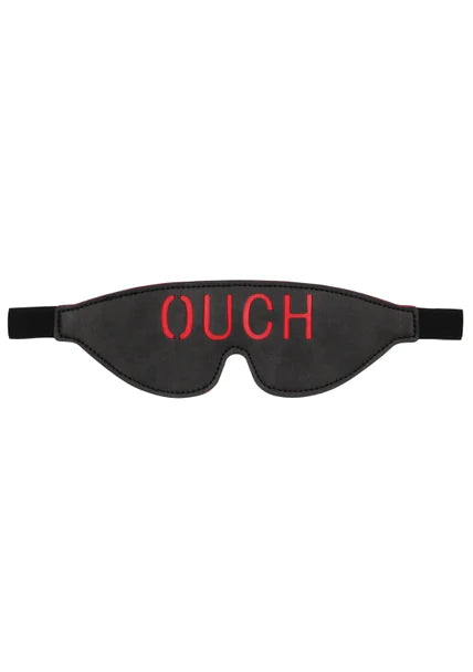 OUCH Black and White - Bonded Leather Eye-Mask "Ouch" - With Elastic Straps