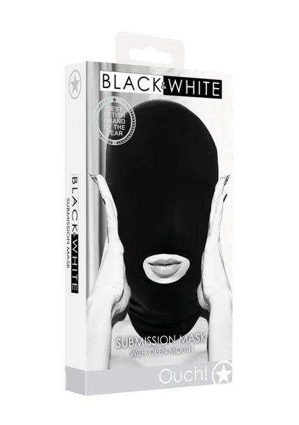 Ouch Black and White - Submission Mask - With Open Mouth