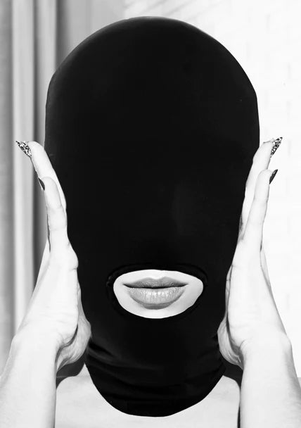 Ouch Black and White - Submission Mask - With Open Mouth