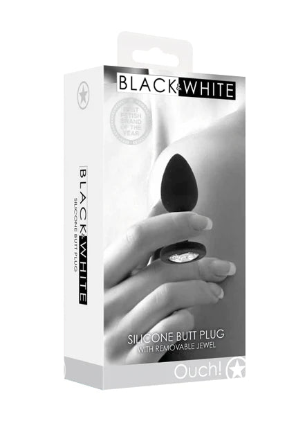 Ouch Black and White - Silicone Butt Plug with Removable Jewel