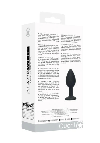 Ouch Black and White - Silicone Butt Plug with Removable Jewel
