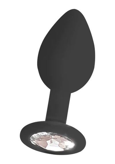 Ouch Black and White - Silicone Butt Plug with Removable Jewel