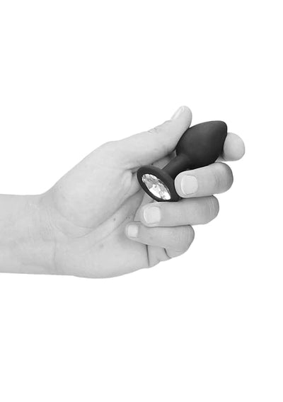 Ouch Black and White - Silicone Butt Plug with Removable Jewel