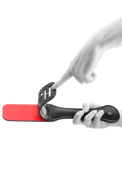 OUCH Black and White - Bonded Leather Paddle "Ouch"