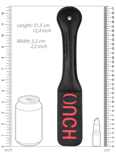OUCH Black and White - Bonded Leather Paddle "Ouch"
