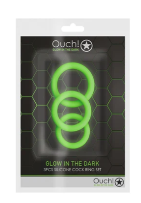 OUCH Glow in the Dark - 3 Pcs Cock Ring Set