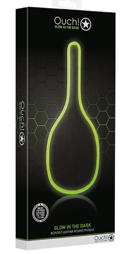 OUCH Glow in the Dark - Bonded Leather Round Paddle