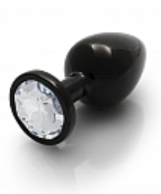 Ouch! Round Gem Butt Plug - Medium - Gunmetal / Diamond
