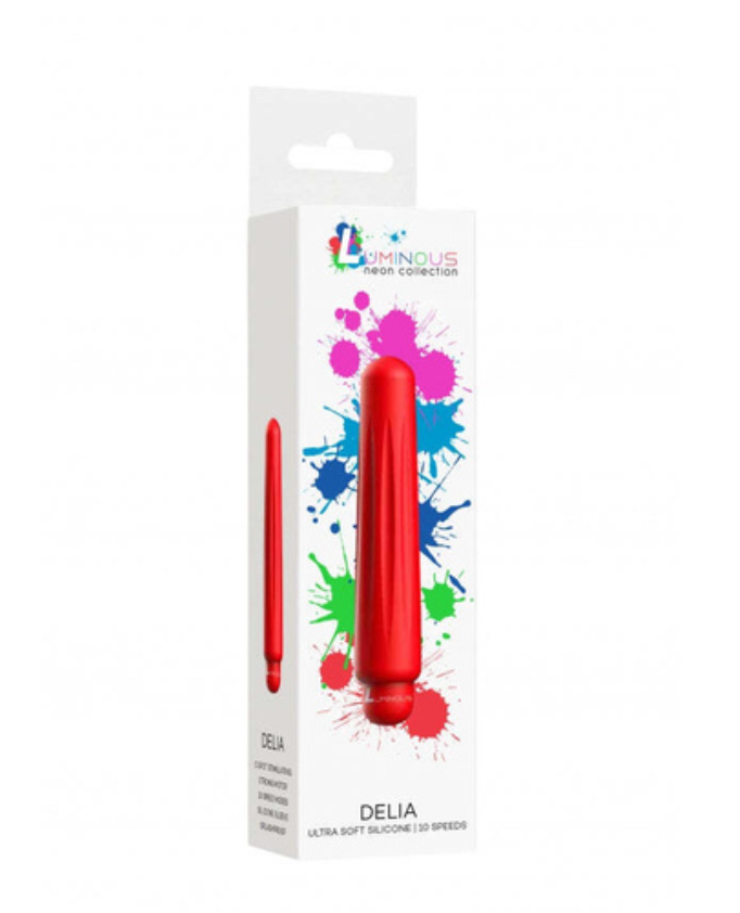 Luminous Delia - ABS Bullet With Silicone Sleeve - 10-Speeds - Red